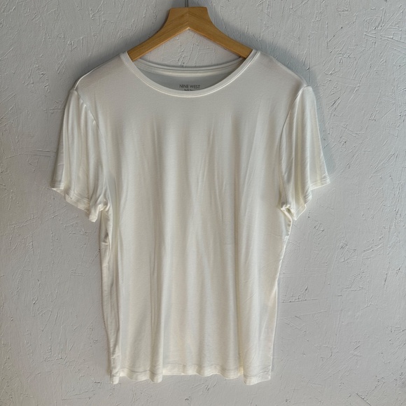 Nine West Soft Spun Rayon White Classic Tee Large - Picture 3 of 12